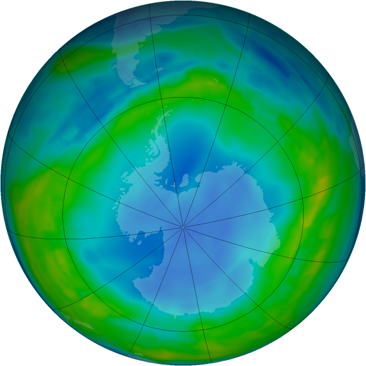 Antarctic ozone map for 28 July 2013